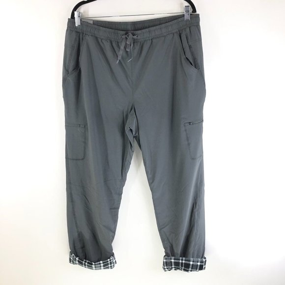 Eddie Bauer Womens Flexion Polar Fleece Lined Pants Pull On Stretch Gray 16 - Picture 1 of 4